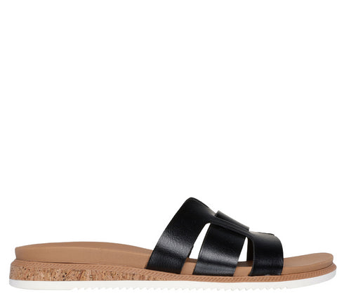 Papuci casual, dama, SKECHERS BOBS DESERT KISS LOW PEAK LOOK 114707-BLK negru, textil